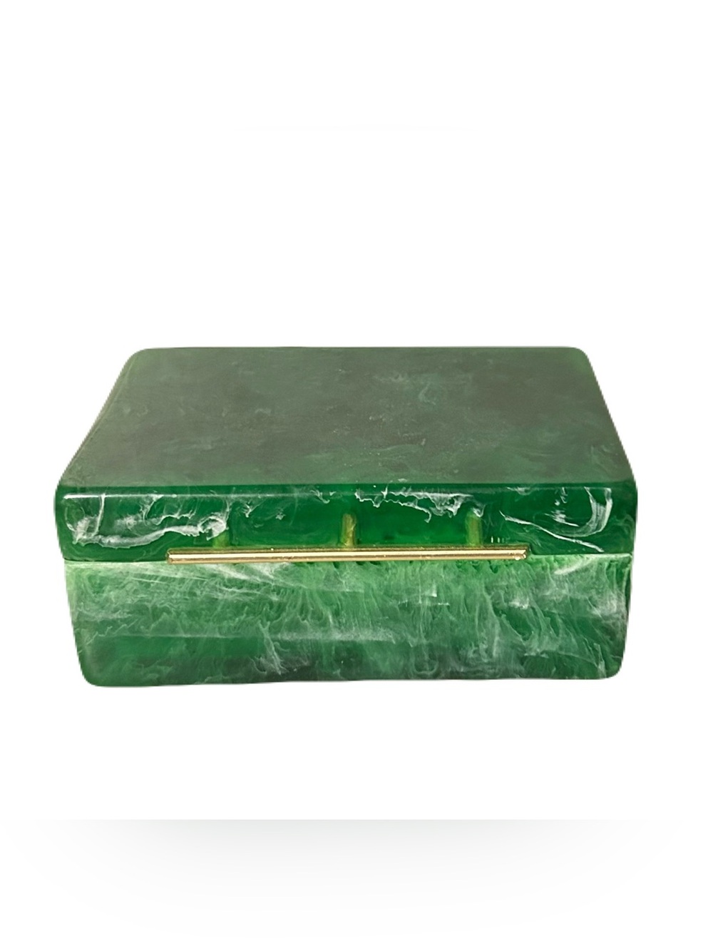 Green Resin Jewelry Box Trinket Faux Malachite Jade
